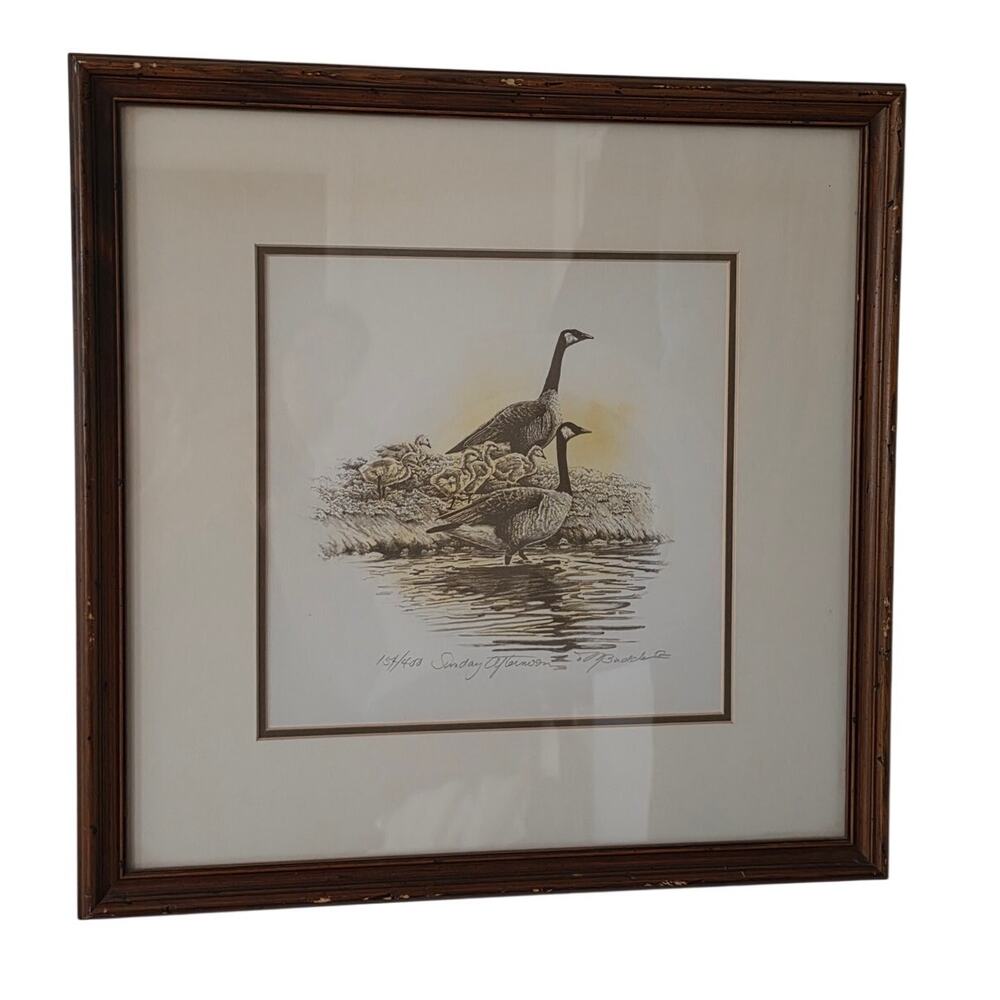Pair Budden Signed Limited Edition Lithographs Canada Geese Framed Wildlife Art